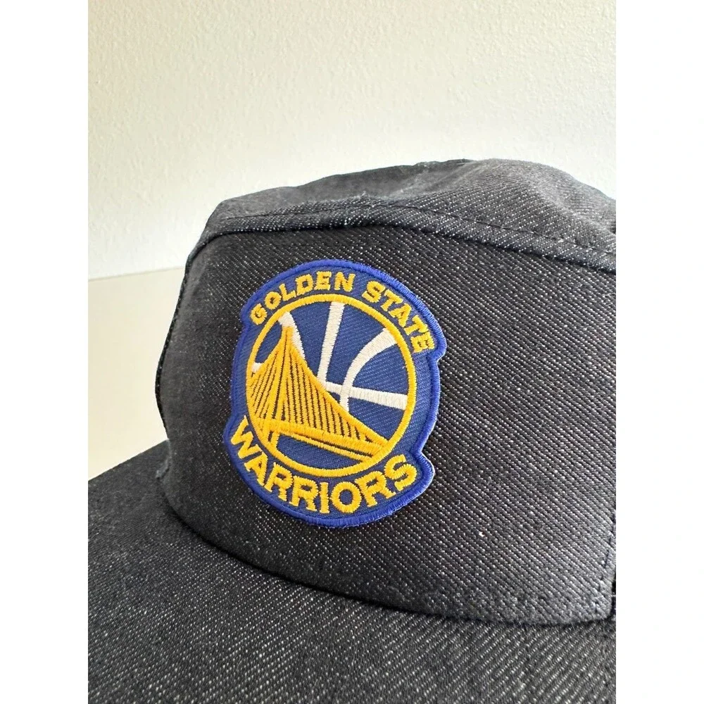 Golden State Warriors Vtg Newspaper Boy Snapback Denim Chambray Cap Logo Patch